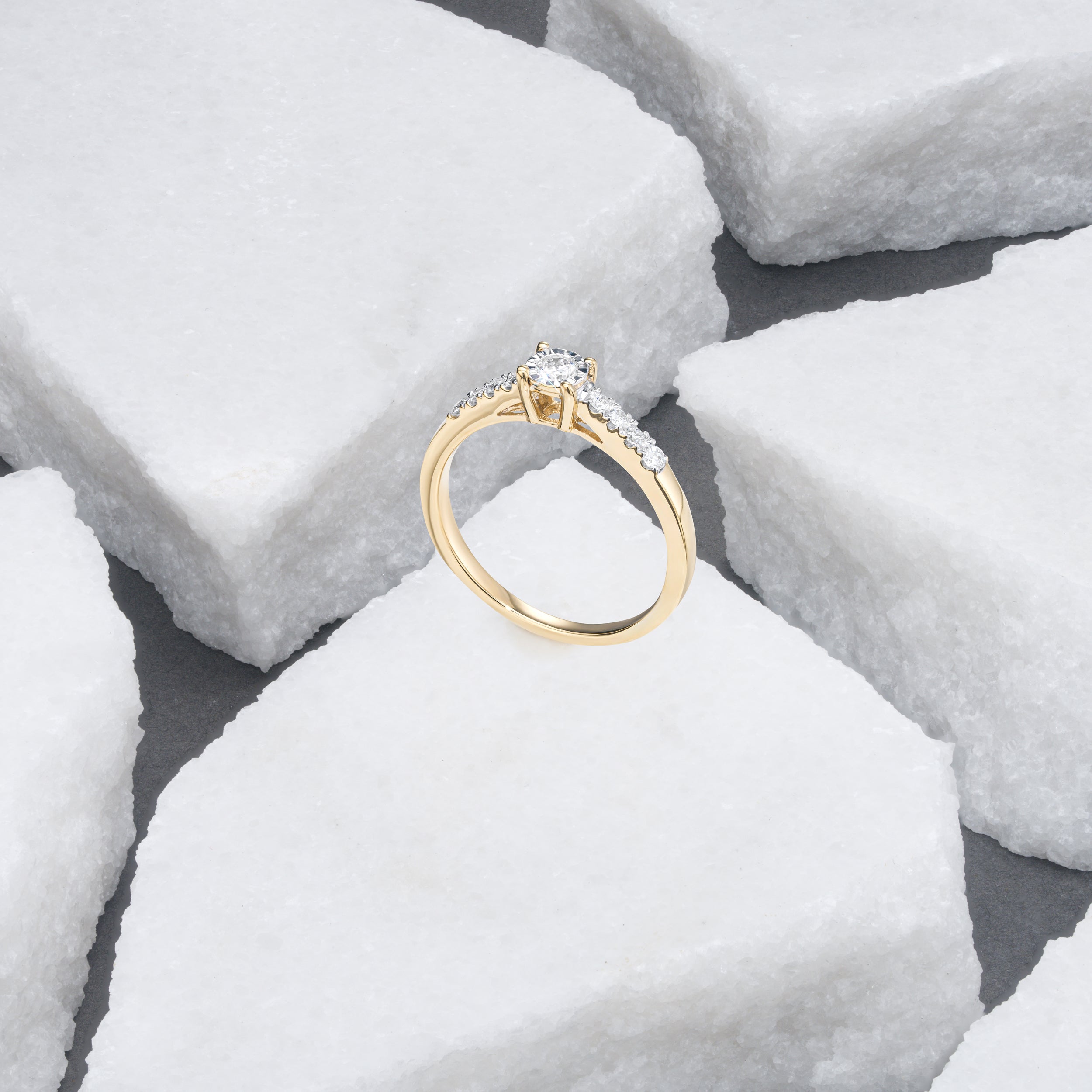 Lab Diamond Side Stone Engagement Ring 0.25ct H/Si in 18K Gold Vermeil